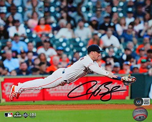Alex Bregman Signed Houston Astros 8x10 Dive Photo-Beckett W Hologram Black