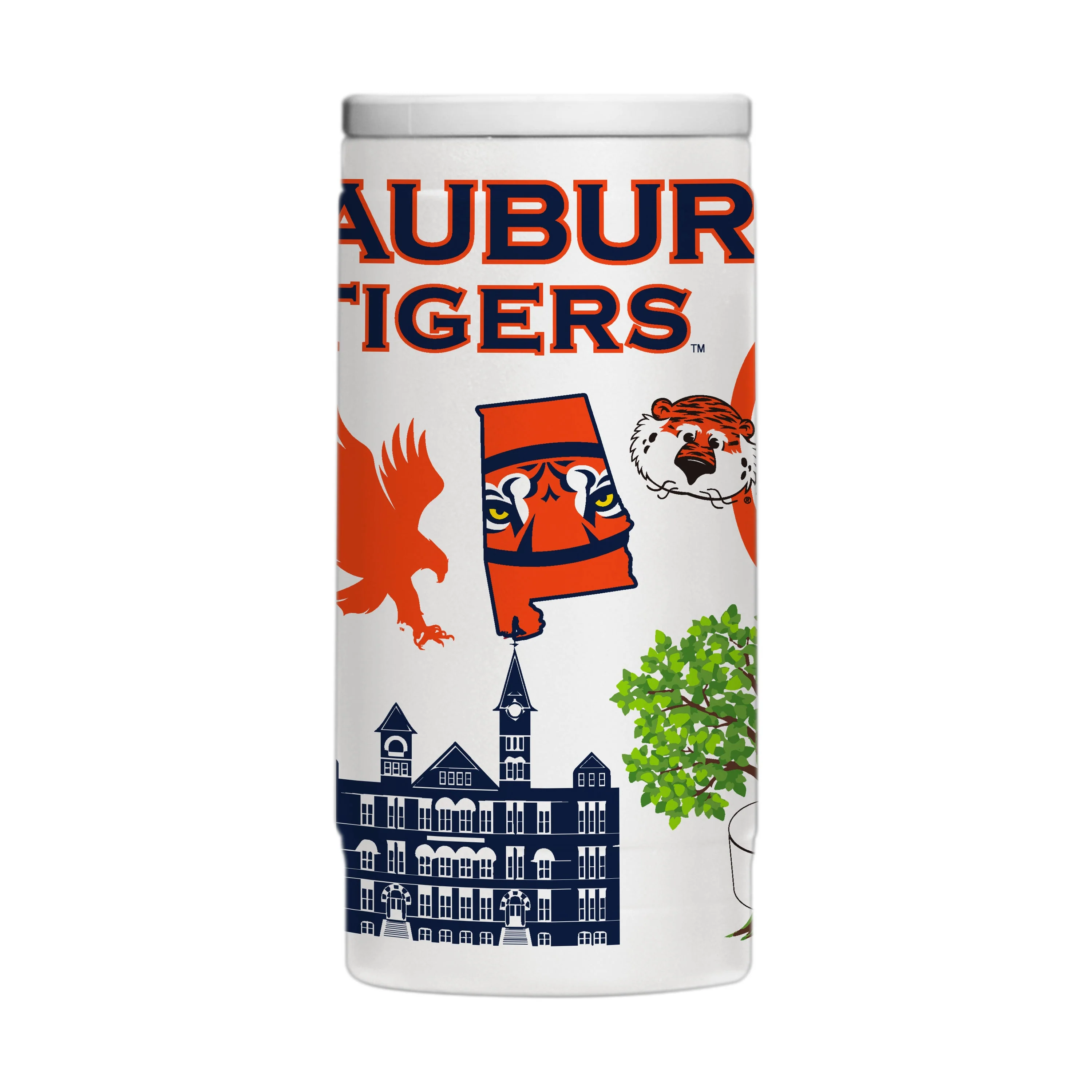 Auburn Tigers 12oz Native Powder Coat Slim Can Coolie