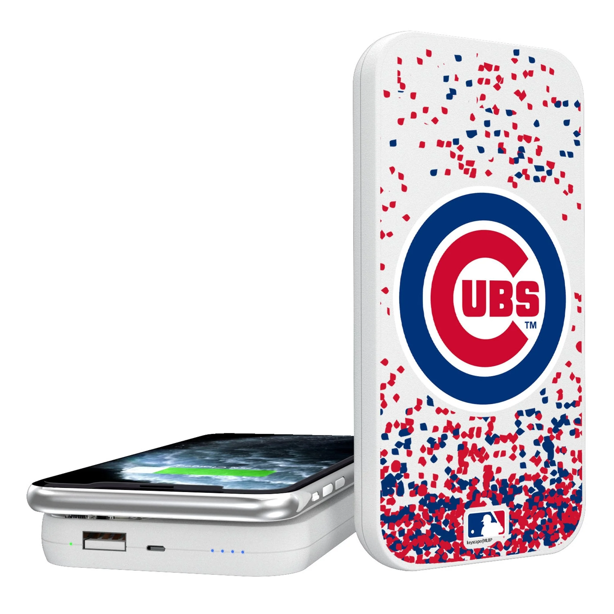 Chicago Cubs Confetti 5000mAh Portable Wireless Charger