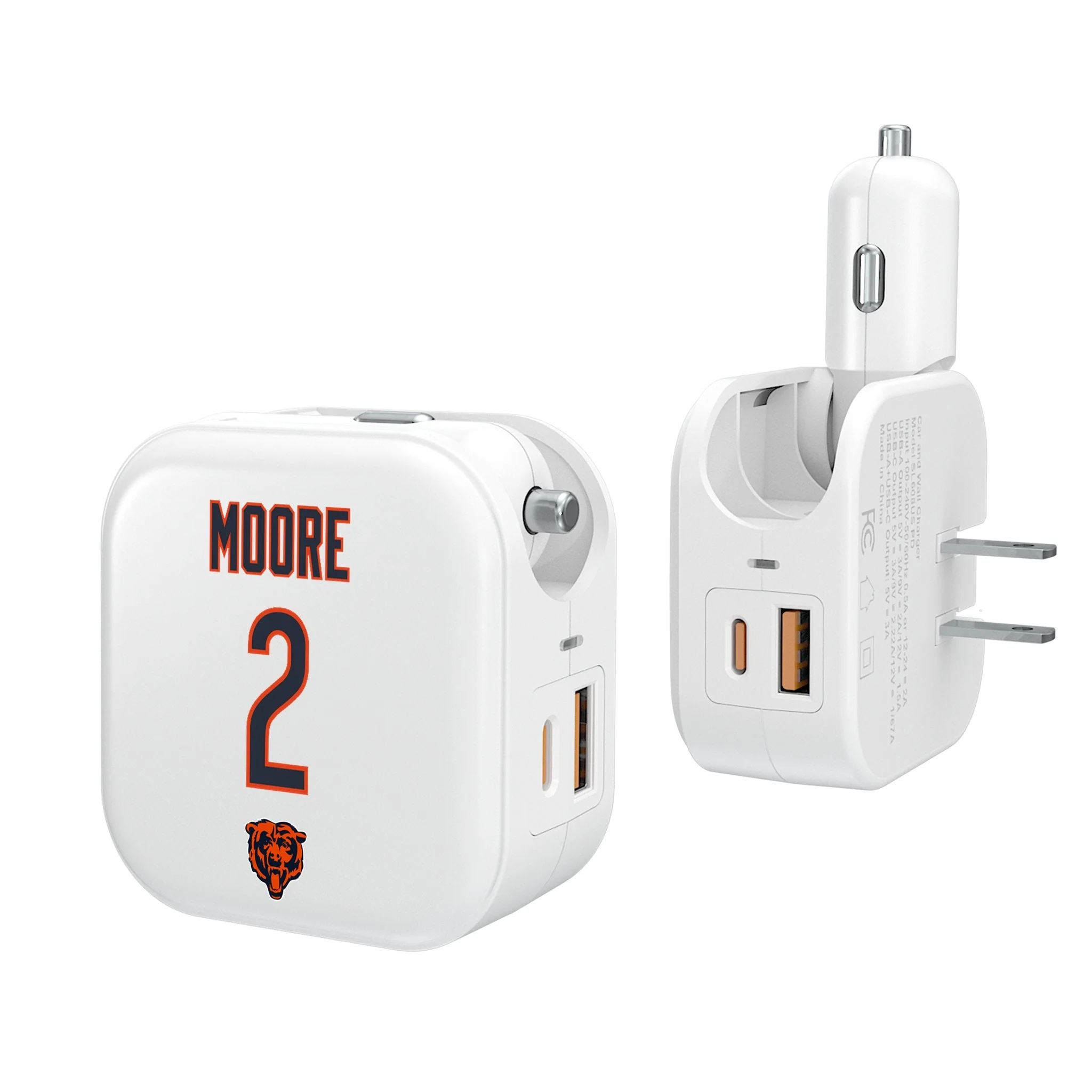 DJ Moore Chicago Bears 2 Ready 2 in 1 USB Charger