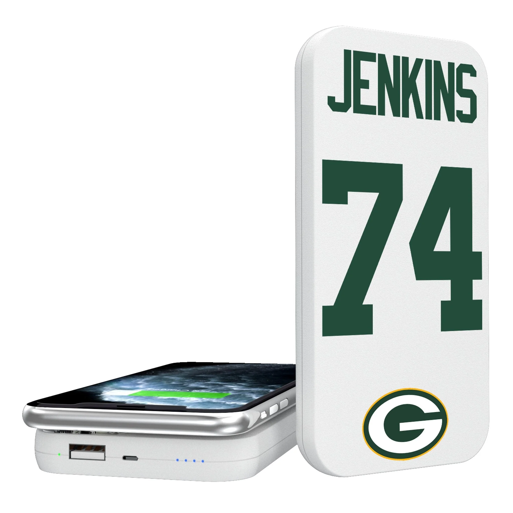 Elgton Jenkins Green Bay Packers 74 Ready 5000mAh Portable Wireless Charger