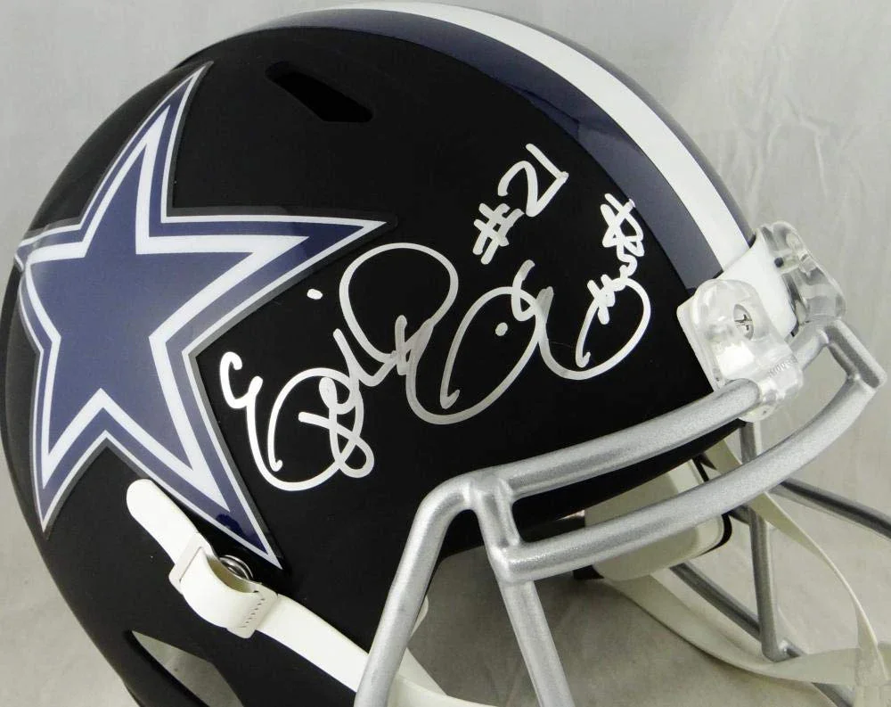 Ezekiel Elliott Autographed Dallas Cowboys F/S Flat Black Helmet- Beckett Auth Silver