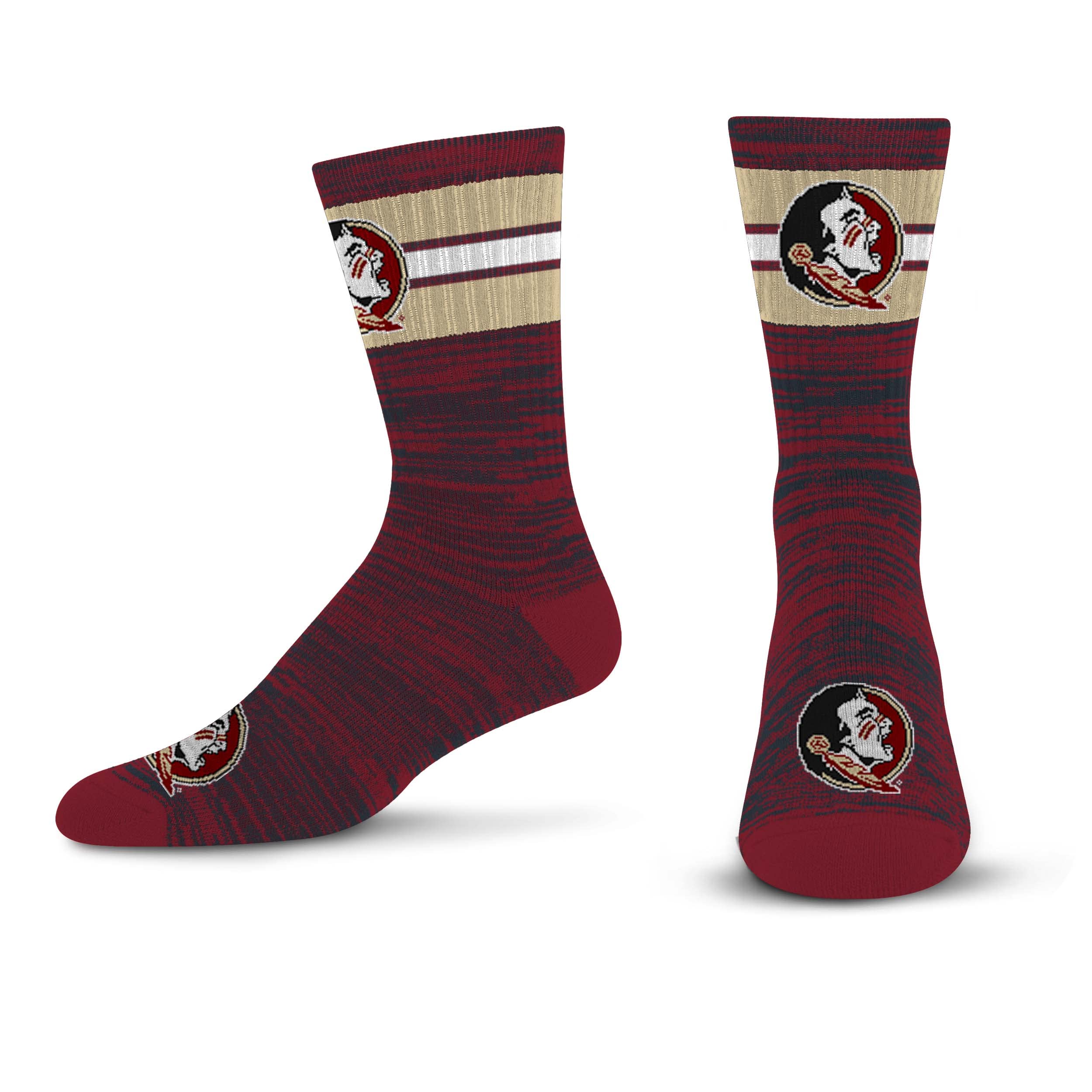 For Bare Feet Men's NCAA Florida State Seminoles First String Crew Sock Team Color Large