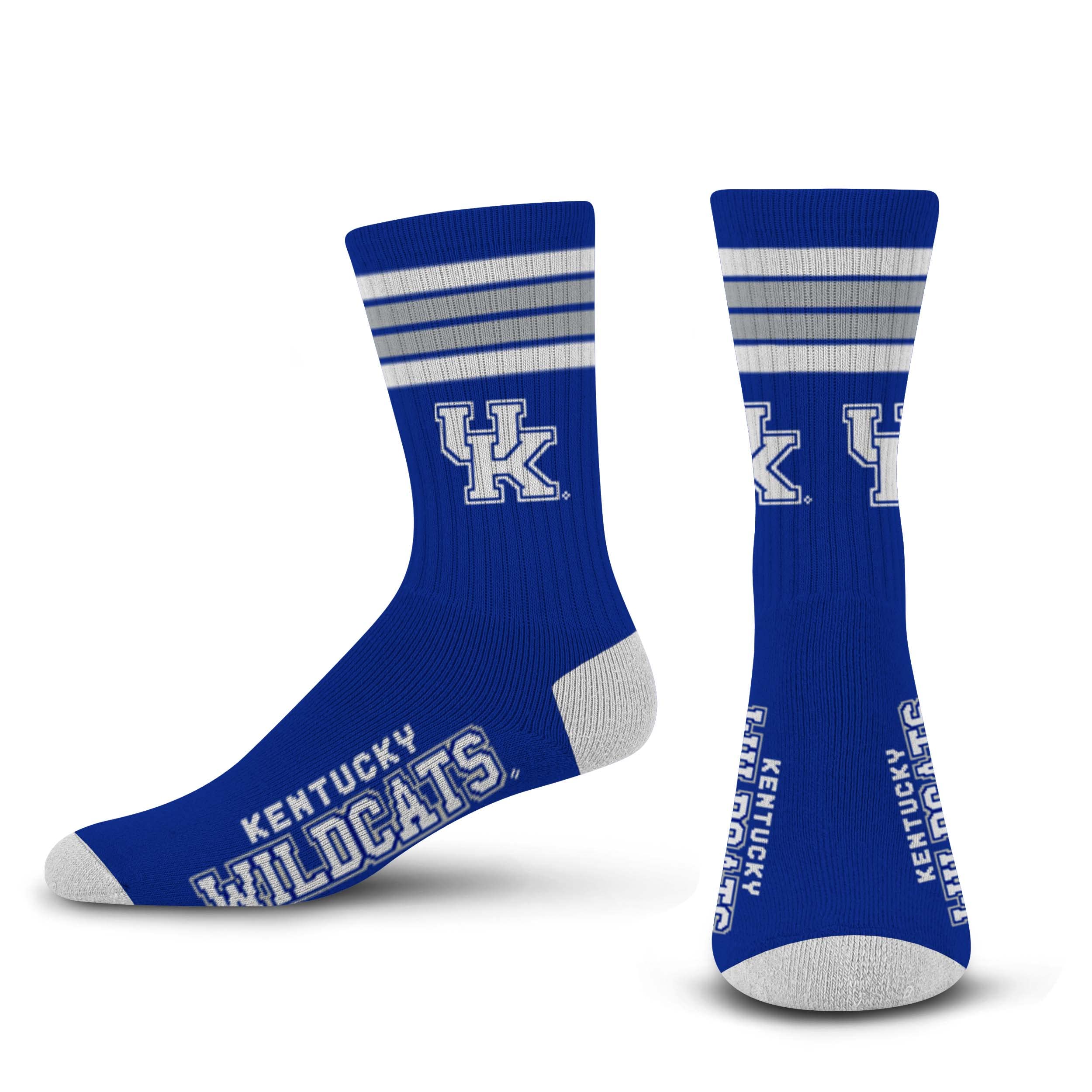 For Bare Feet NCAA Kentucky Wildcats 4 Stripe Deuce Crew Sock Team Color MEDIUM