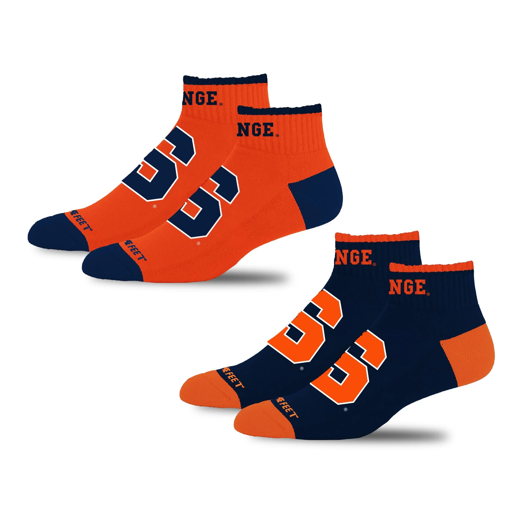 For Bare Feet NCAA SYRACUSE ORANGE Front and Center 2 Pack Team Colors Large
