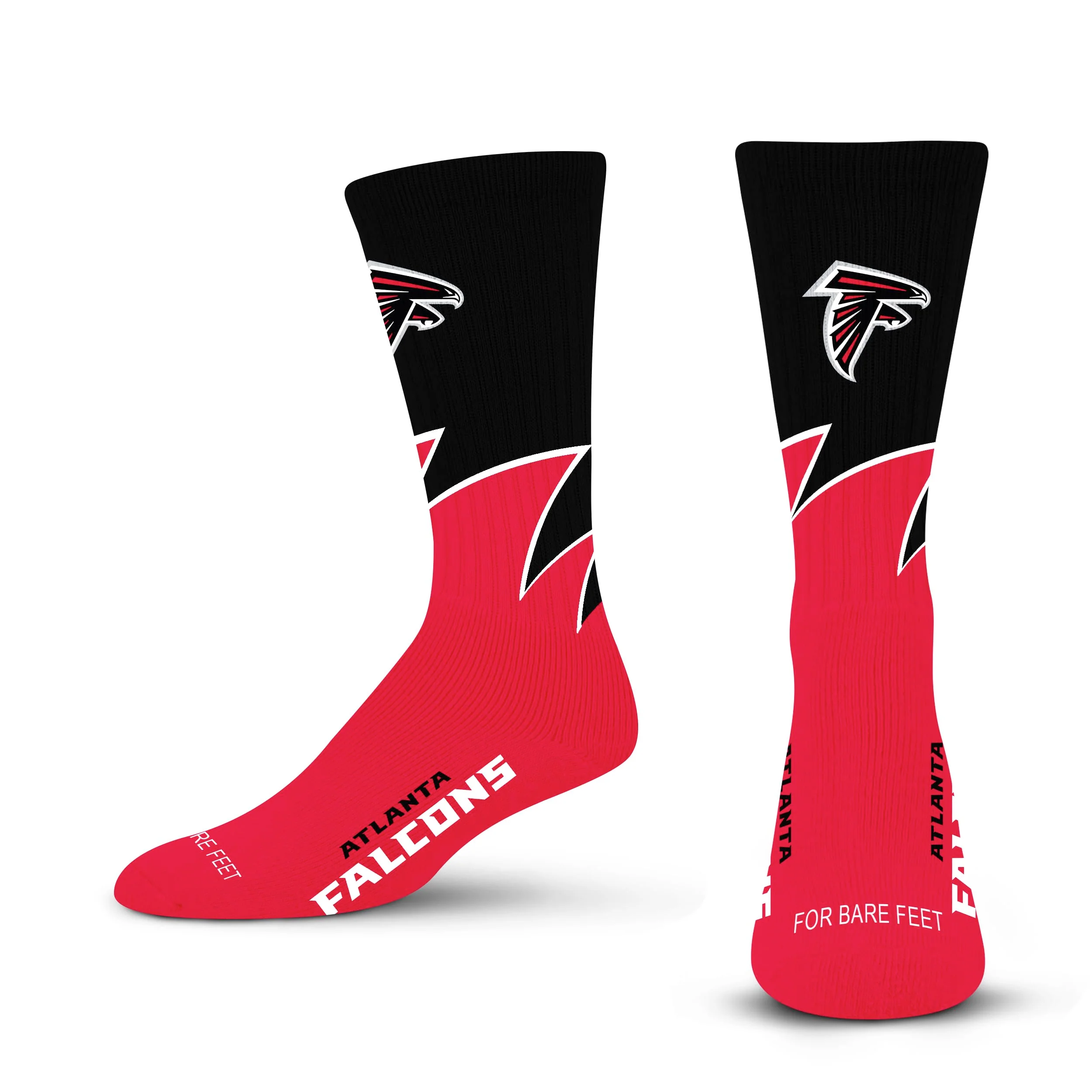 For Bare Feet NFL ATLANTA FALCONS Black Wave Crew Sock Team Color YOUTH