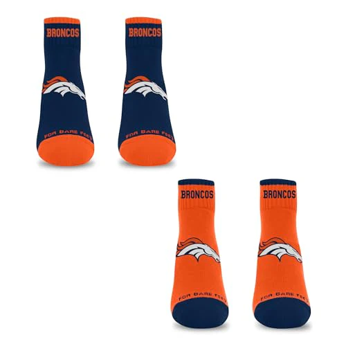 For Bare Feet NFL DENVER BRONCOS Front and Center 2 Pack Team Colors Large - Image 3