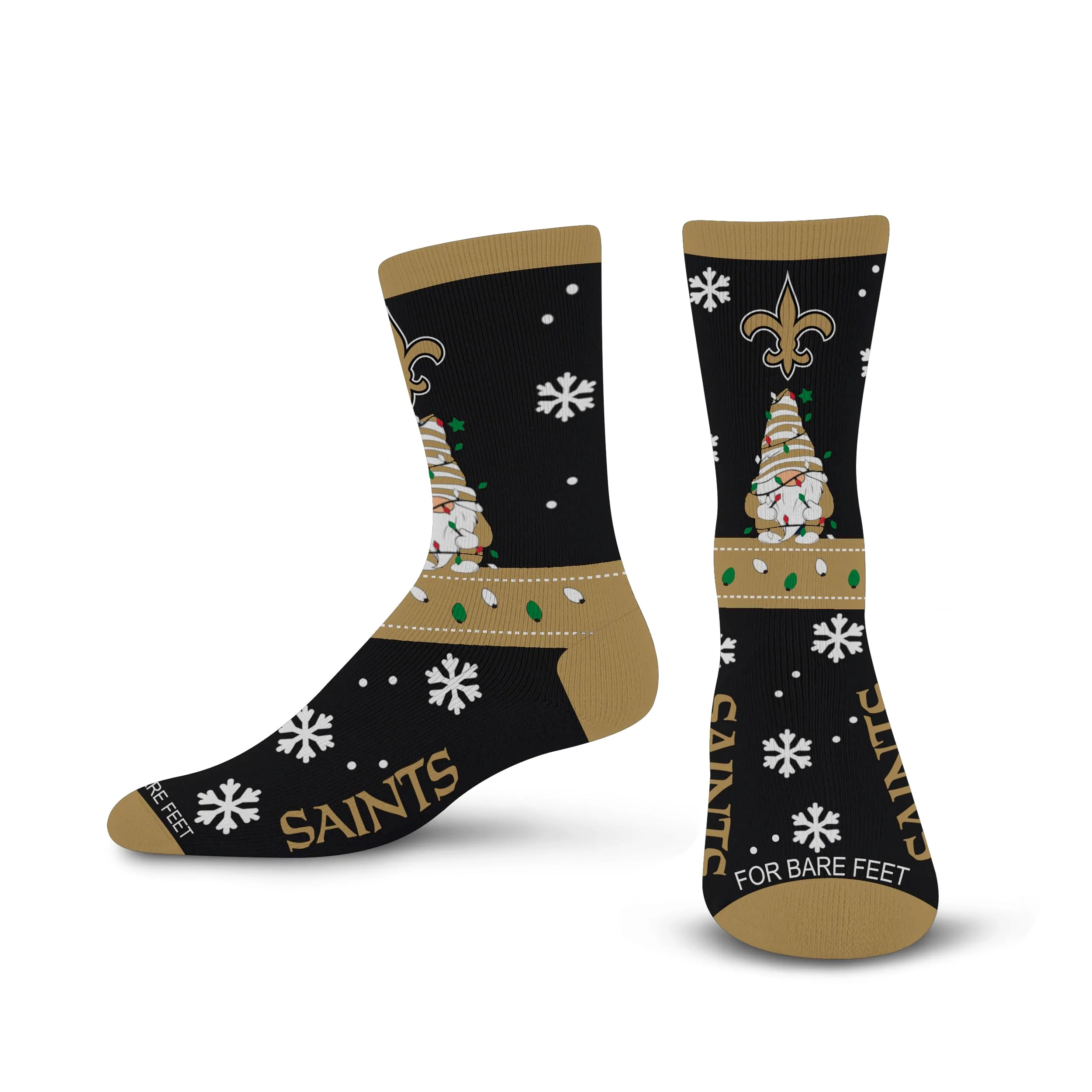 For Bare Feet NFL NEW ORLEANS SAINTS Holiday Sweater Gnome Team Colors Large