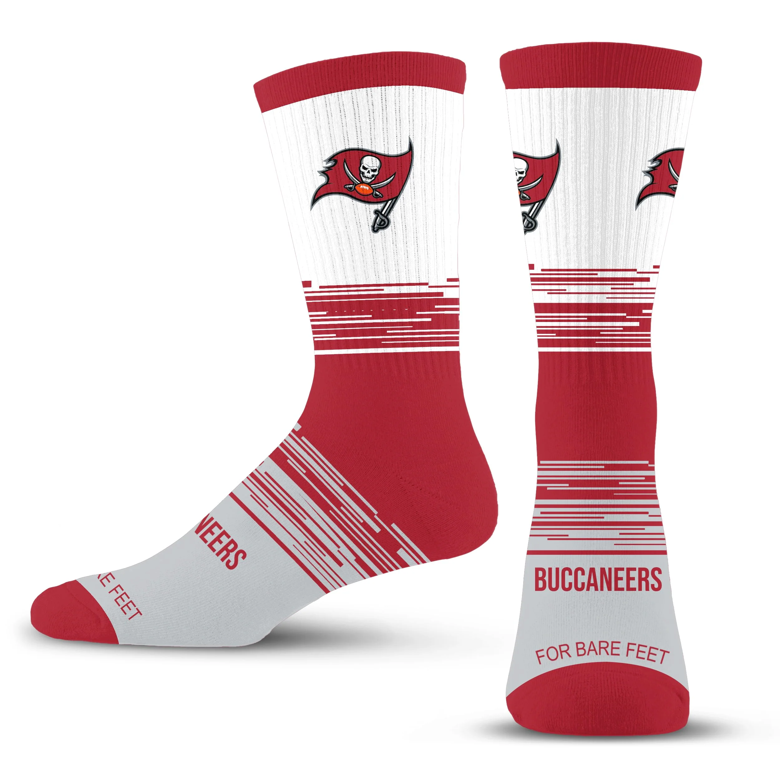 For Bare Feet NFL TAMPA BAY BUCCANEERS Elevate Premium Dress Crew Sock Team Color Large