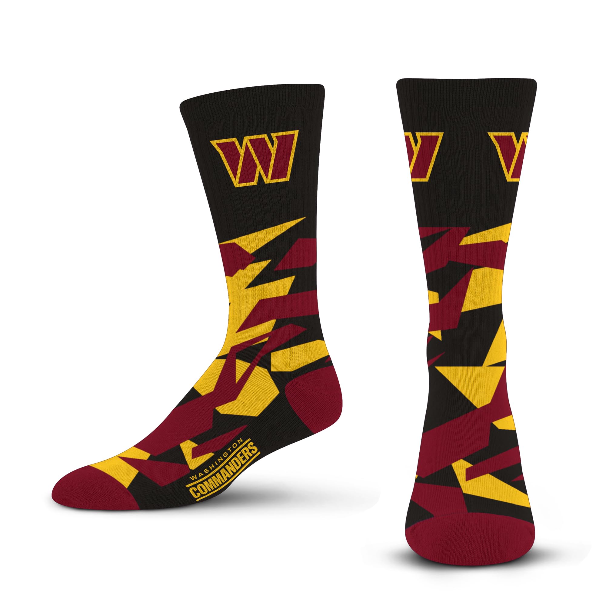 For Bare Feet NFL WASHINGTON COMMANDERS Shattered Camo Crew Sock Team Color Large
