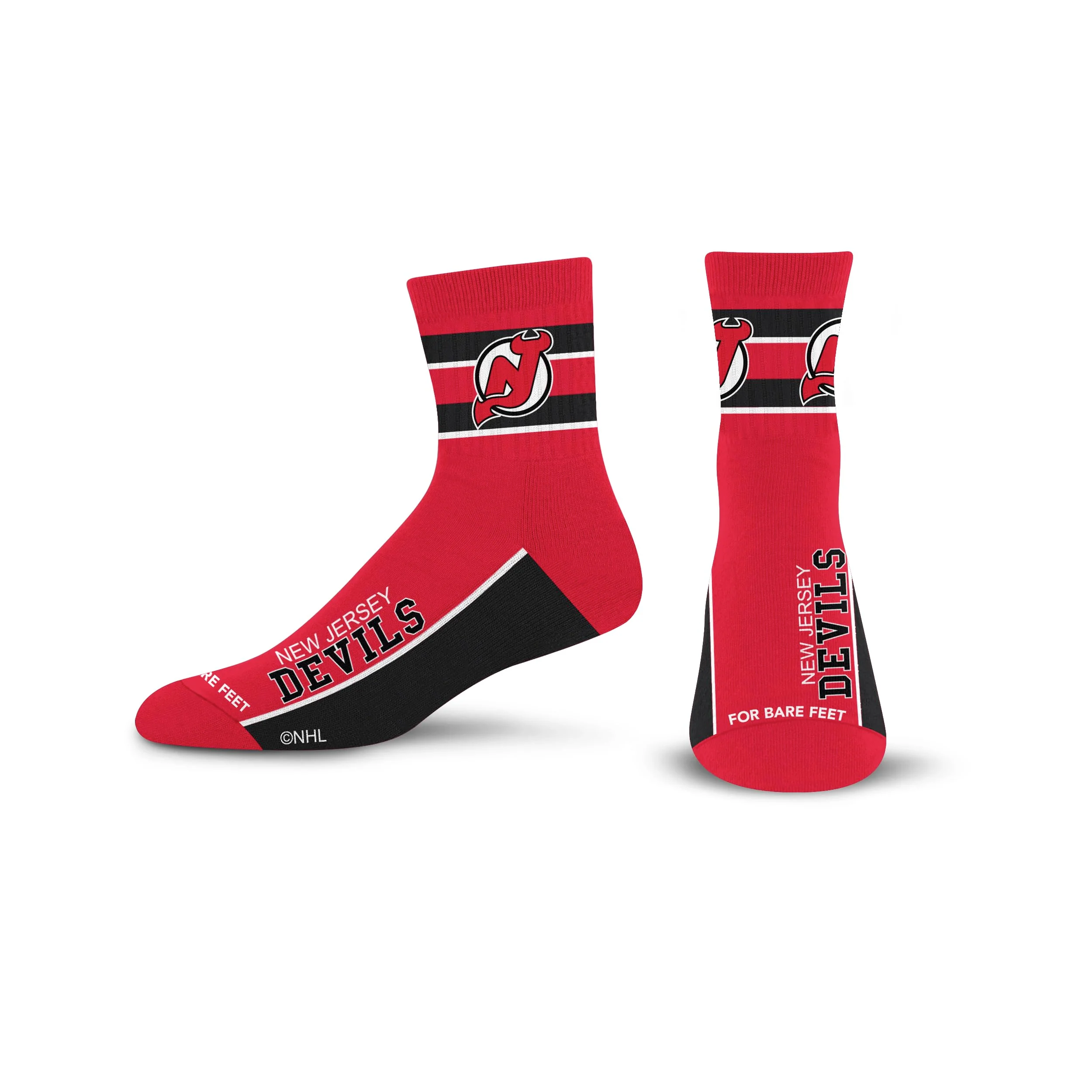For Bare Feet NHL NEW JERSEY DEVILS Lil' Deuce Quarter Sock Team Color Large