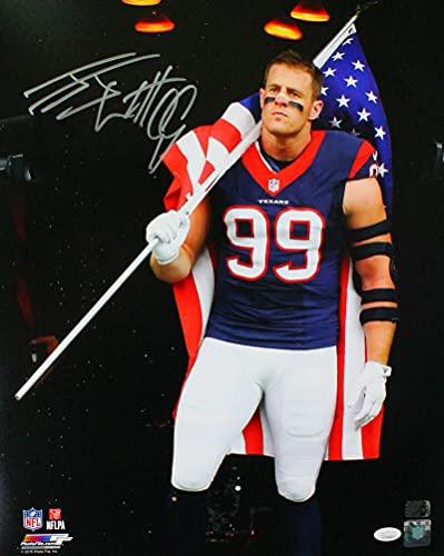 JJ Watt Autographed Houston Texans 16x20 PF Photo Flag in Tunnel- JSA W Silver