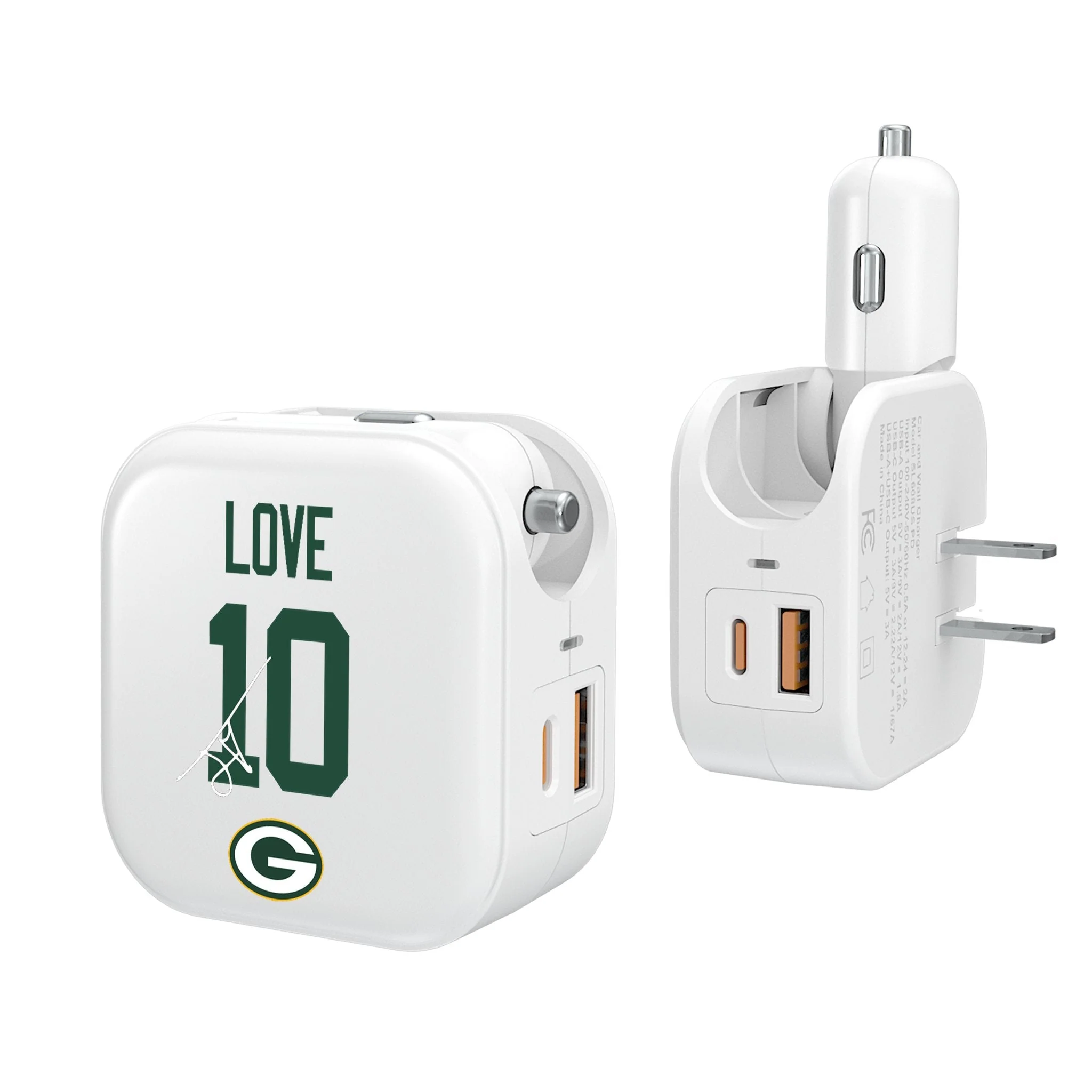 Jordan Love Green Bay Packers 10 Ready 2 in 1 USB Charger