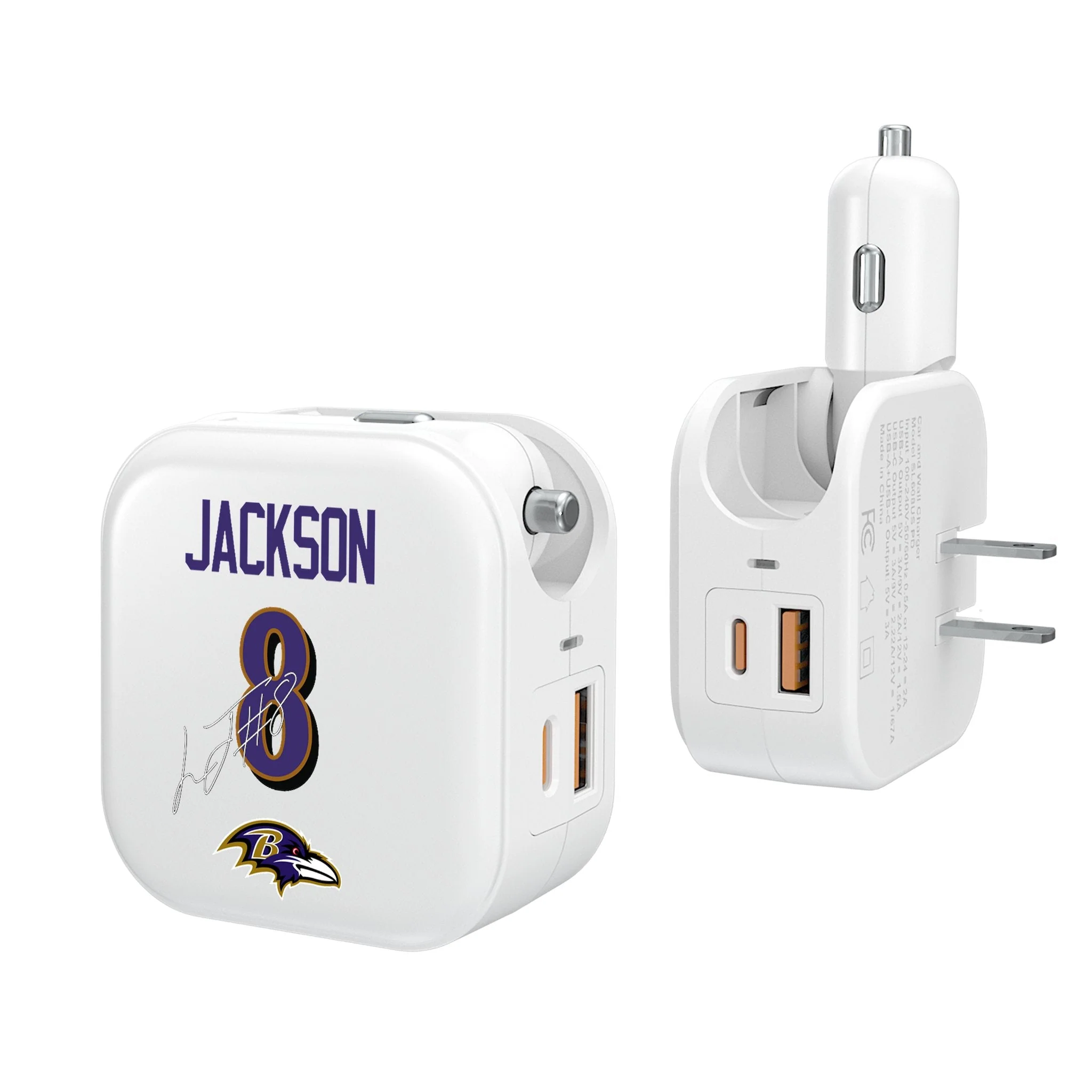 Lamar Jackson Baltimore Ravens 8 Ready 2 in 1 USB Charger