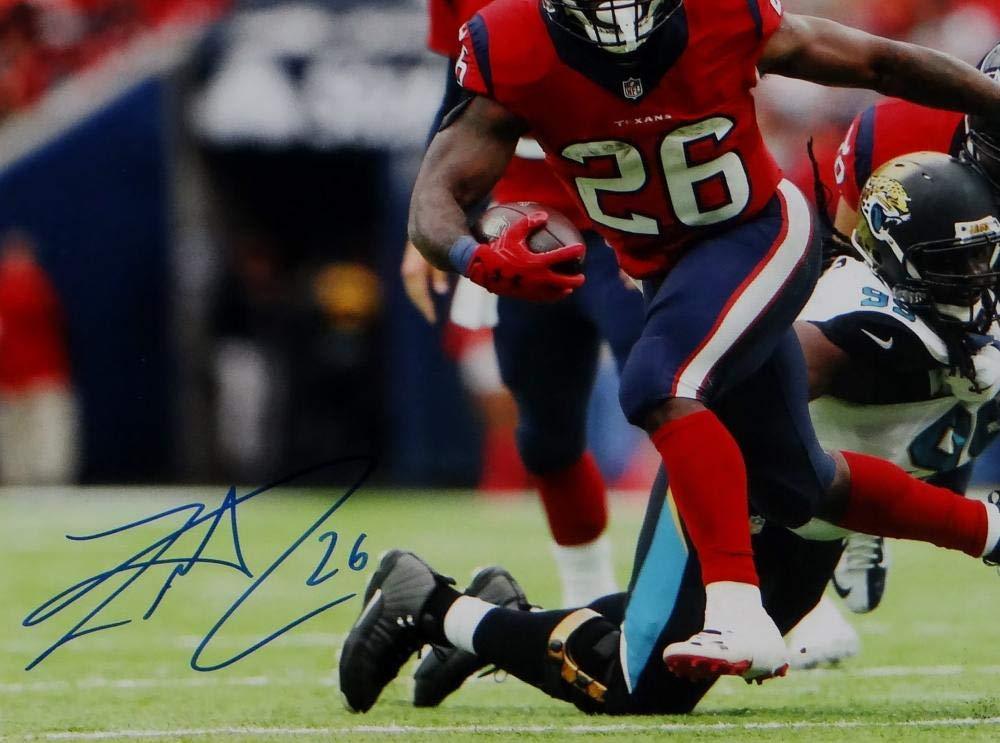 Lamar Miller Signed Houston Texans 8x10 Battle Red Jersey Photo- JSA W Auth Blue