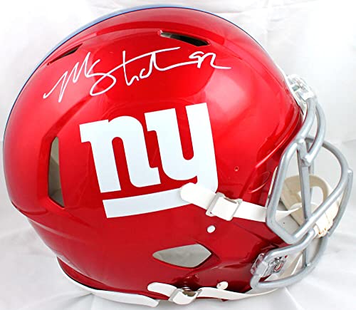 Michael Strahan Autographed NY Giants F/S Flash Speed Authentic Helmet-Beckett W Hologram White