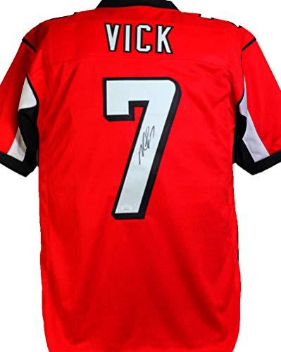 Michael Vick Autographed Red Pro Style Jersey - JSA W Auth 7
