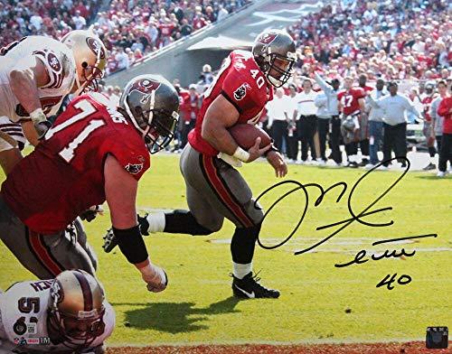Mike Alstott Autographed Bucs Running Vs 49ers 16x20 HM Photo- Beckett W Black