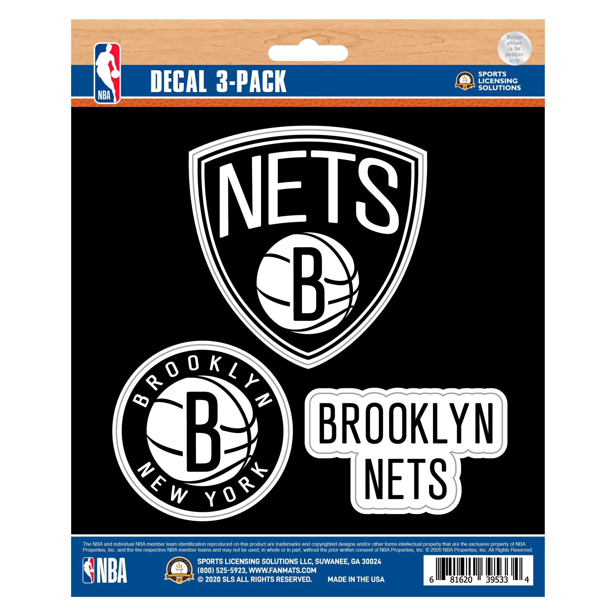 NBA - Brooklyn Nets Decal 3-pk