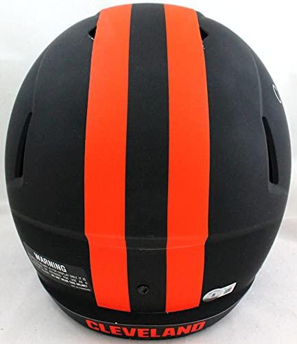 Nick Chubb Autographed Cleveland Browns F/S Eclipse Speed Helmet - Beckett W Auth Silver - Image 3