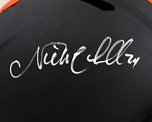Nick Chubb Autographed Cleveland Browns F/S Eclipse Speed Helmet - Beckett W Auth Silver - Image 5