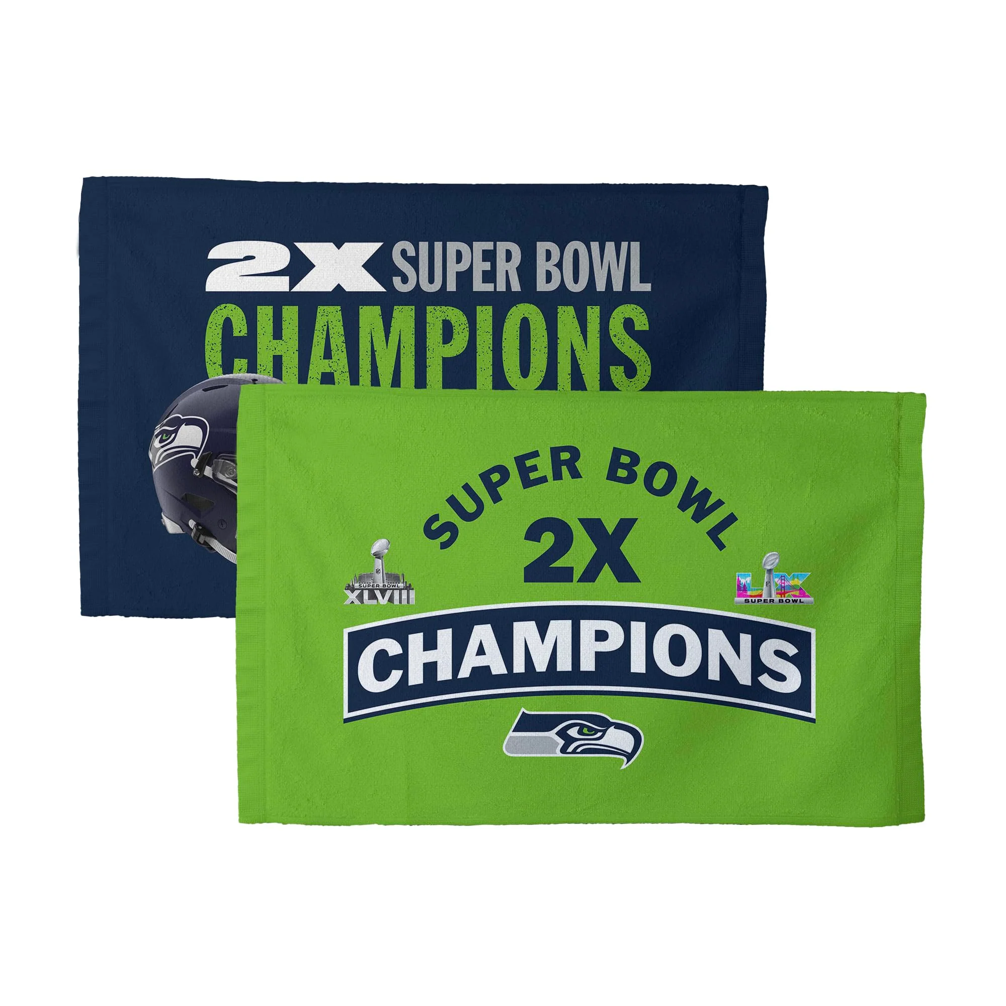 Northwest NFL Super Bowl 2026 Seattle Seahawks Multi Champs Built Fan Towel 2-Pack, 16 x 25 in