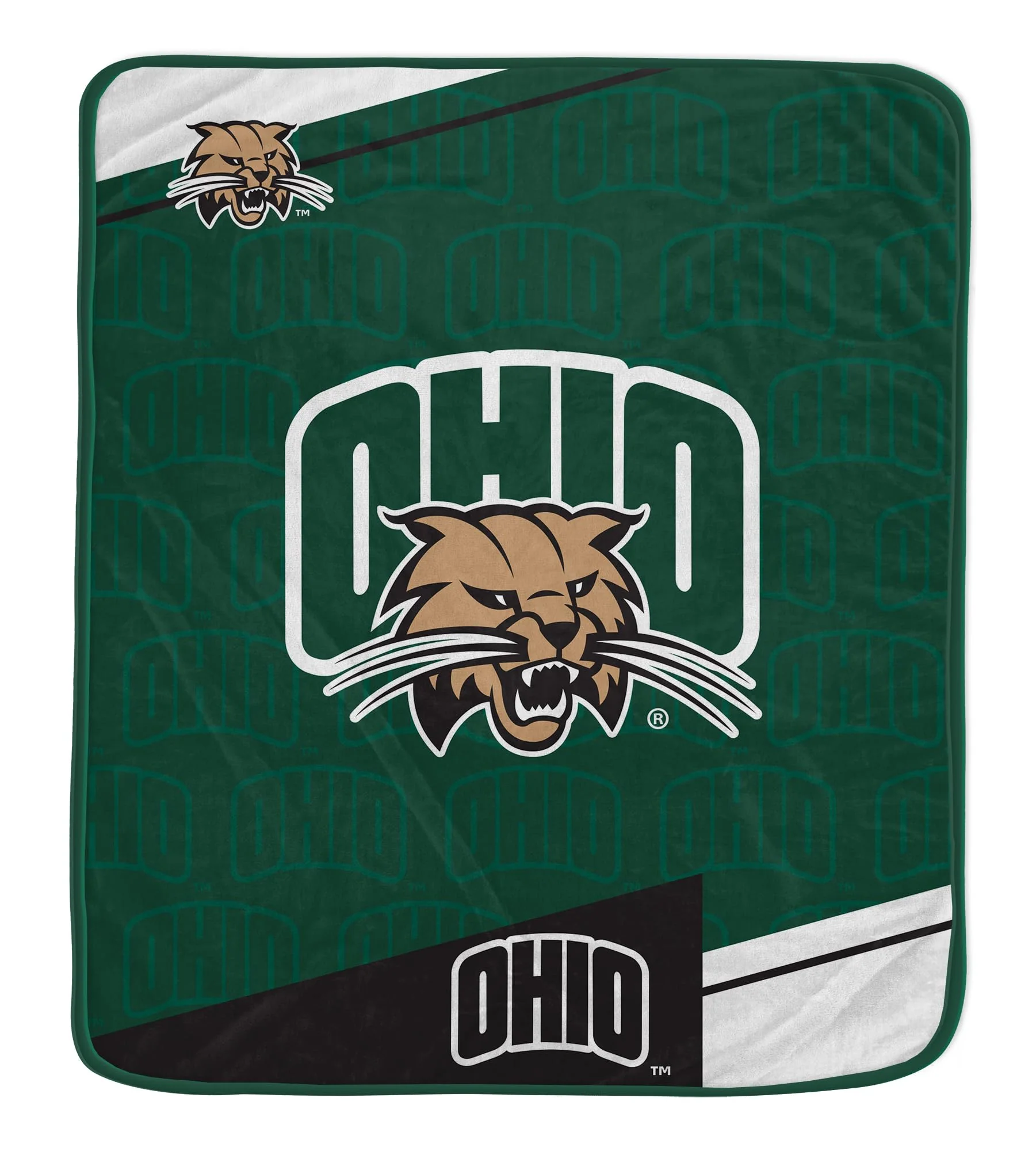 Pegasus Sports NCAA Ohio Bobcats Diagonal Ghost Ultra Soft Blanket