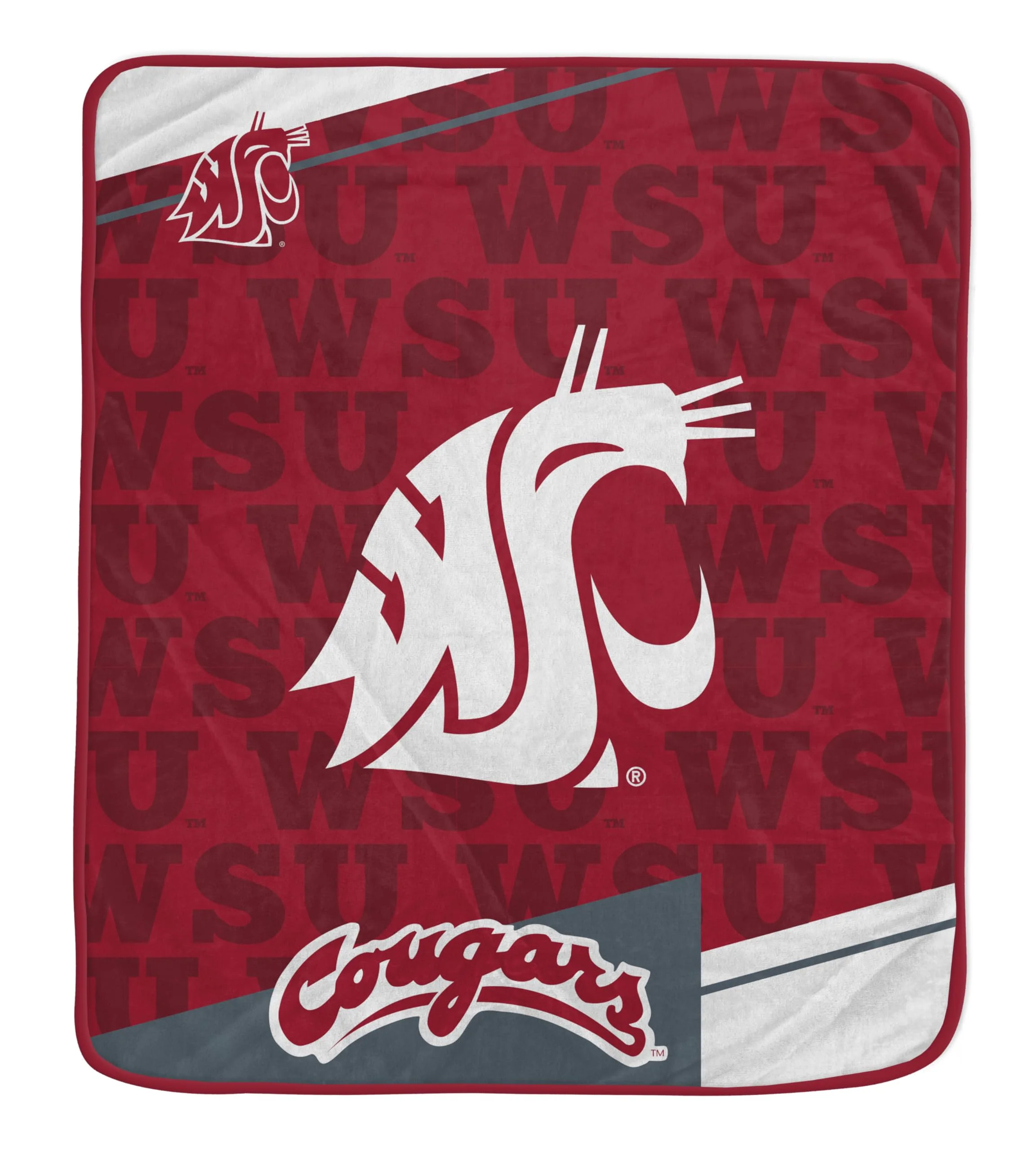 Pegasus Sports NCAA Washington State Cougars Diagonal Ghost Ultra Soft Blanket