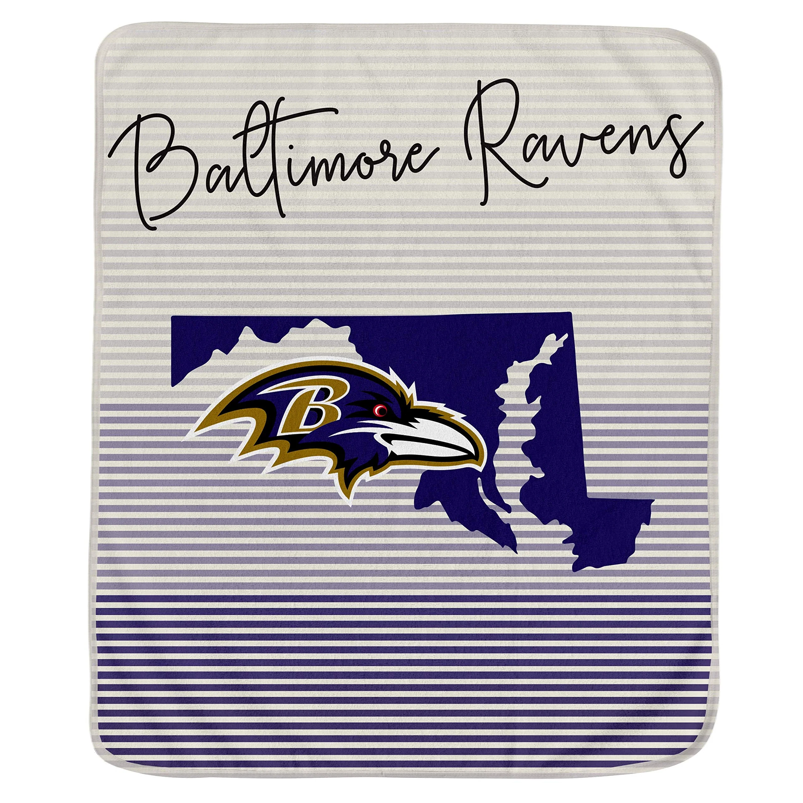 Pegasus Sports NFL Ultra Fleece State Stripe Blanket- Baltimore Ravens, Team Color, 60x70