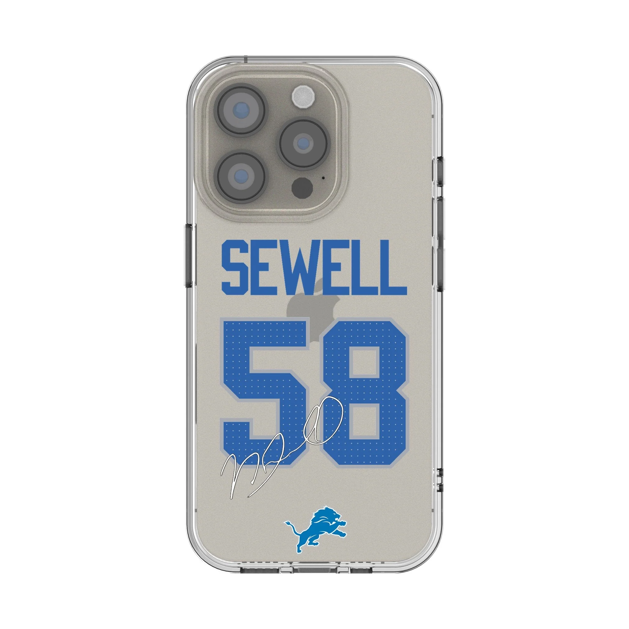 Penei Sewell Detroit Lions 58 Game Tactic Clear Phone Case for Apple iPhone