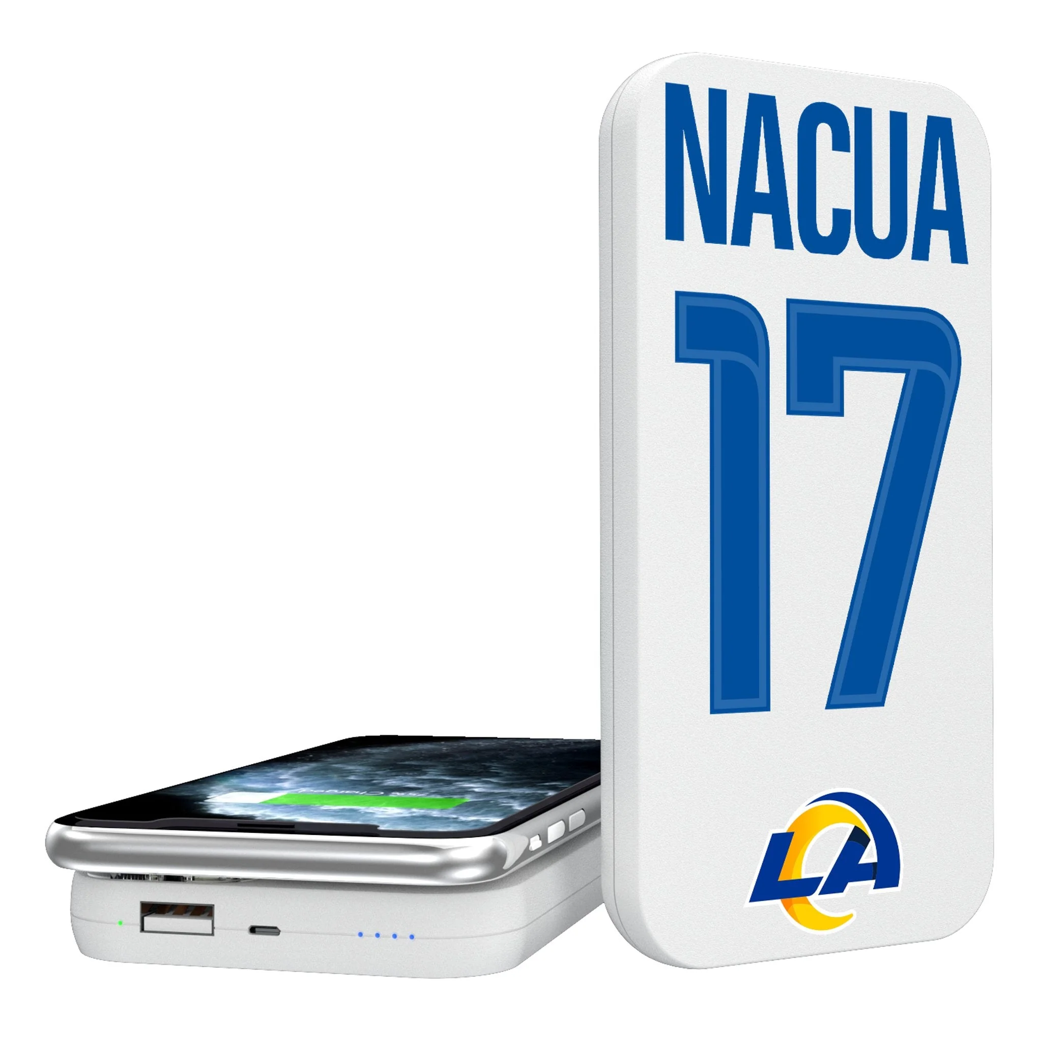 Puka Nacua Los Angeles Rams 17 Game Tactic 5000mAh Portable Wireless Charger