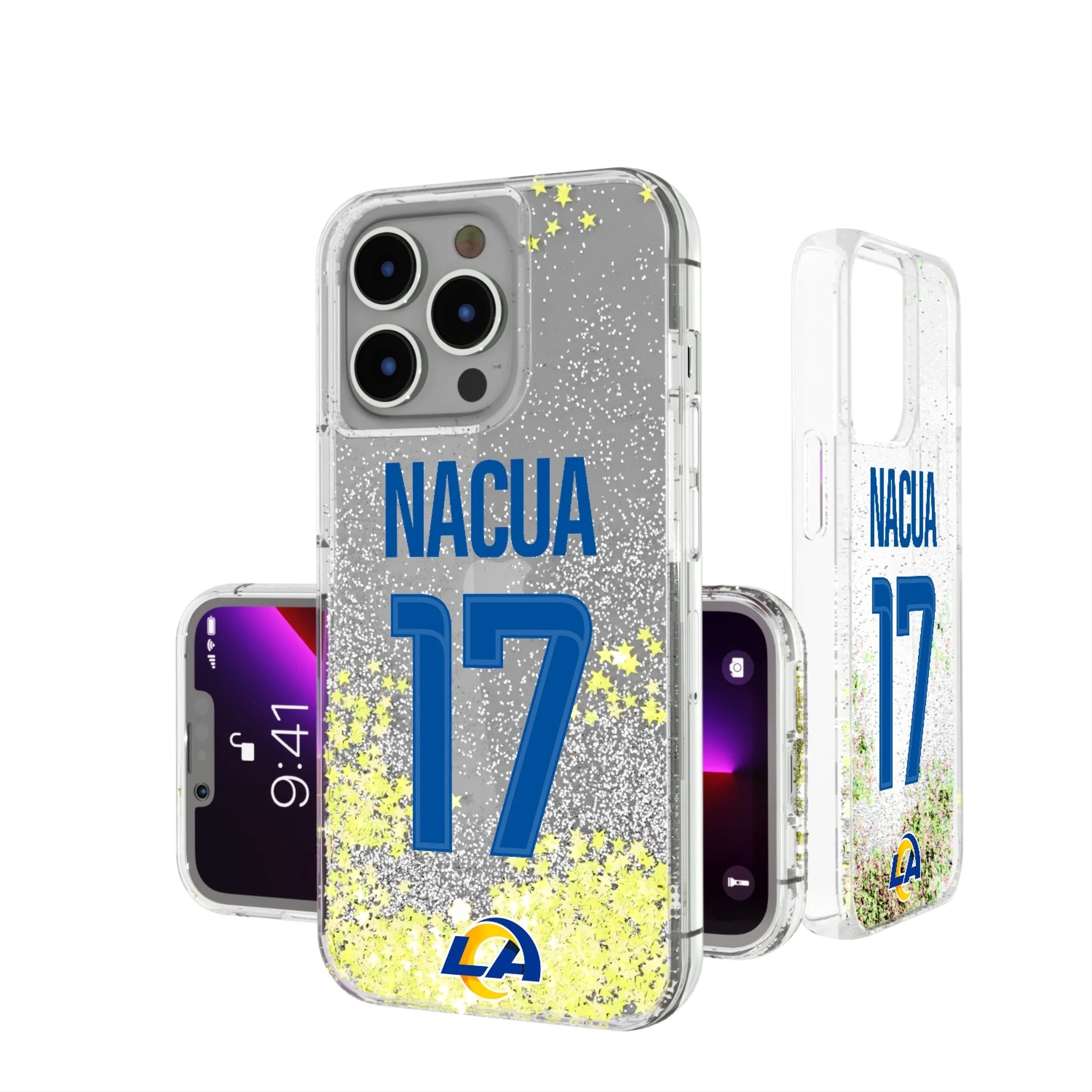 Puka Nacua Los Angeles Rams 17 Game Tactic Glitter Phone Case for Apple iPhone