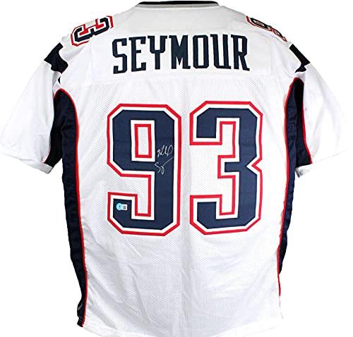 Richard Seymour Autographed White Pro Style Jersey- Beckett W Silver