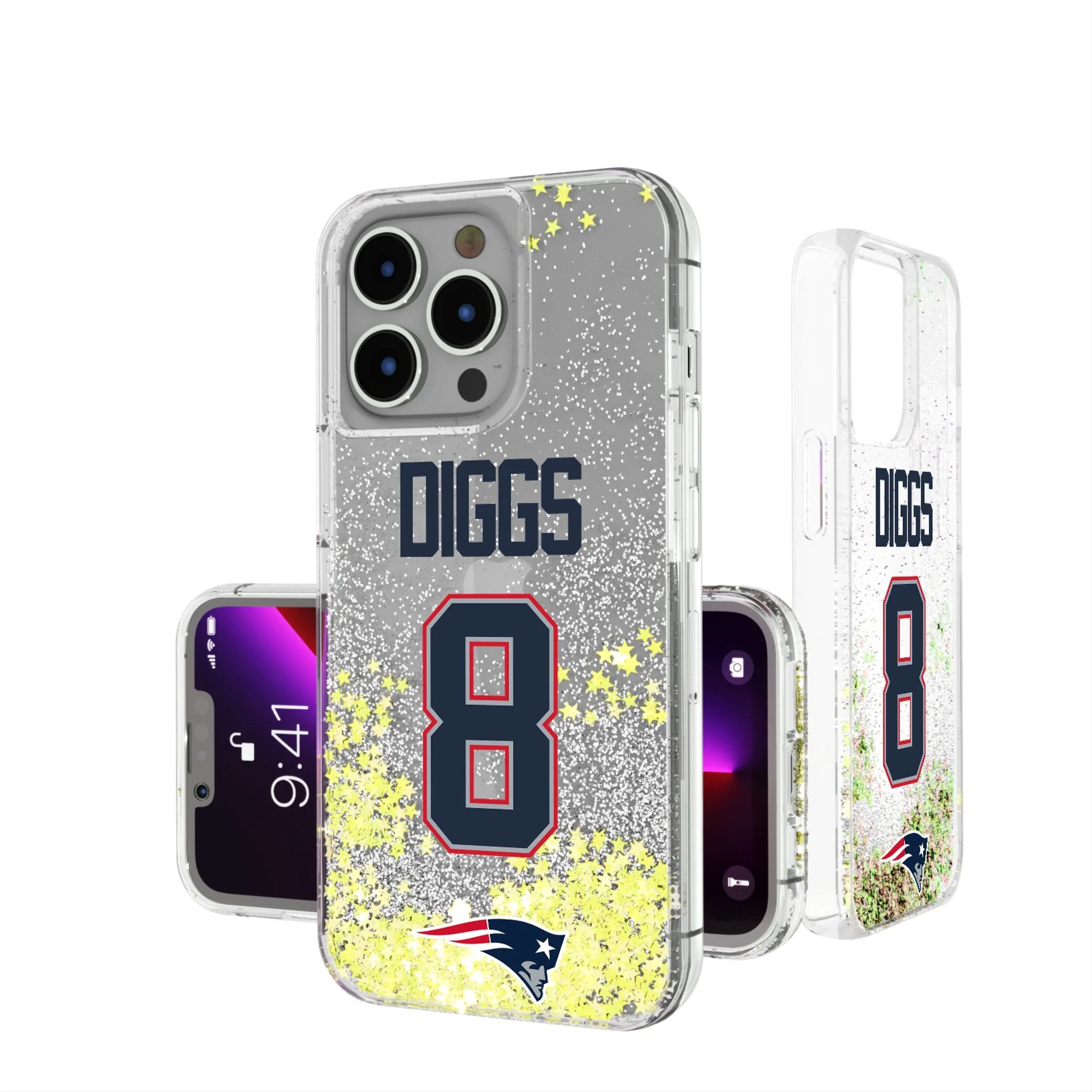 Stefon Diggs New England Patriots 8 Game Tactic Glitter Phone Case for Apple iPhone