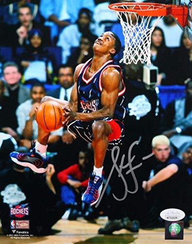Steve Francis Signed Rockets 8x10 FP Photo Backward Dunk - JSA Witness Silver