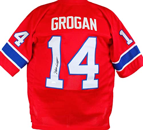 Steve Grogan Autographed Red Pro Style Jersey -JSA W Black