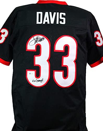 Terrell Davis Autographed Black College Style Jersey- Beckett W Black