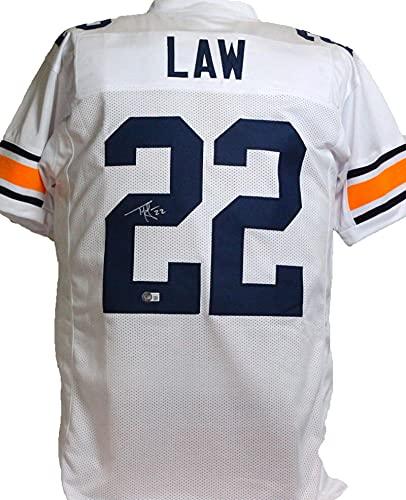 Ty Law Autographed White College Style Jersey- Beckett W Silver