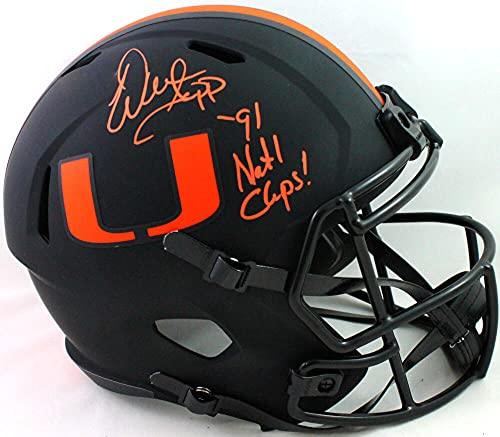Warren Sapp Signed Miami Hurricanes Eclipse Speed FS Helmet w 91-BeckettWOrange