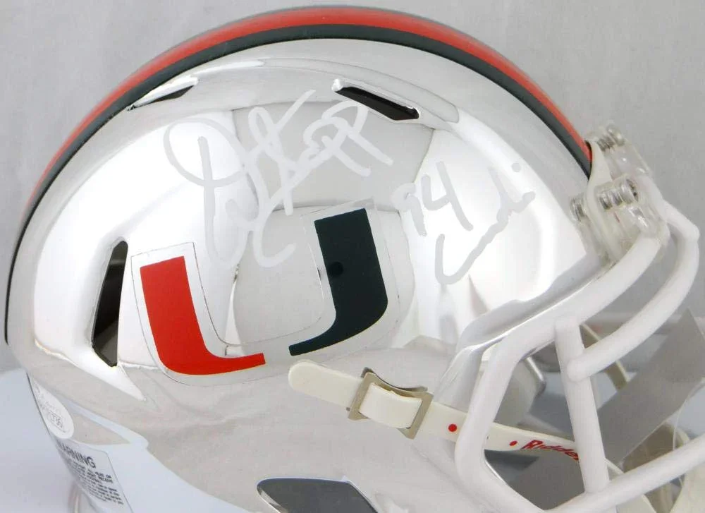 Warrren Sapp Signed Miami Hurricanes Riddell Chrome Mini Helmet w/Insc-JSA W Auth White